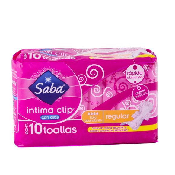 SABA INTIMA 10 PZ (B) CON ALAS G-14 FLUJO ABUNDANTE