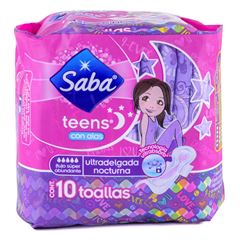 SABA TEENS NOCTURNA 10 PZ (B) CON ALAS G-14 ULTRADELGADA SUPER ABUNDANTE